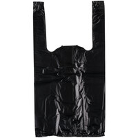 1/10 Size .55 Mil Black Unprinted Embossed Plastic T-Shirt Bag - 1500/Case