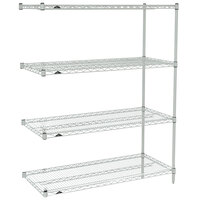Metro AN346BR Super Erecta Brite Wire Stationary Add-On Shelving Unit - 18" x 42" x 63"