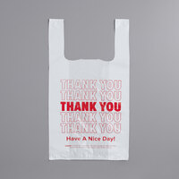 Choice 1/8 Size .51 Mil White "Thank You" Plastic T-Shirt Bag - 1000/Case