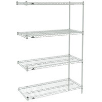 Metro AN316BR Super Erecta Brite Wire Stationary Add-On Shelving Unit - 18" x 24" x 63"