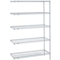 Metro 5AN317BR Super Erecta Brite Wire Stationary Add-On Shelving Unit - 18" x 24" x 74"