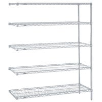 Metro 5AN557BR Super Erecta Brite Wire Stationary Add-On Shelving Unit - 24" x 48" x 74"