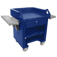 Cambro VCSWR186 Navy Blue Versa Cart with Dual Tray Rails and Standard Casters