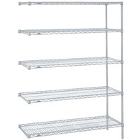 Metro 5AN337BR Super Erecta Brite Wire Stationary Add-On Shelving Unit - 18" x 36" x 74"