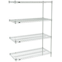 Metro AN516BR Super Erecta Brite Wire Stationary Add-On Shelving Unit - 24" x 24" x 63"