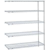 Metro 5AN547BR Super Erecta Brite Wire Stationary Add-On Shelving Unit - 24" x 42" x 74"