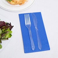 Creative Converting 953147 Cobalt Blue 3-Ply Guest Towel / Buffet Napkin - 16/Pack