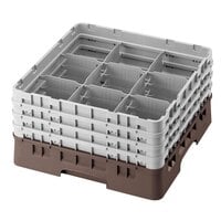 Cambro 9S638167 Brown Camrack Customizable 9 Compartment 6 7/8 inch Glass Rack