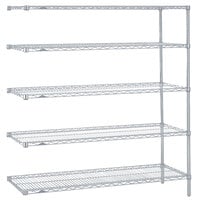 Metro 5AN367BR Super Erecta Brite Wire Stationary Add-On Shelving Unit - 18" x 60" x 74"