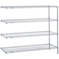 Metro AN566BR Super Erecta Brite Wire Stationary Add-On Shelving Unit - 24" x 60" x 63"