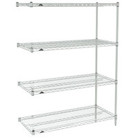 Metro AN436BR Super Erecta Brite Wire Stationary Add-On Shelving Unit - 21" x 36" x 63"