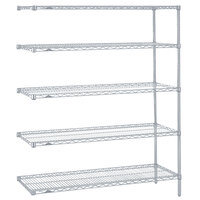 Metro 5AN357BR Super Erecta Brite Wire Stationary Add-On Shelving Unit - 18" x 48" x 74"