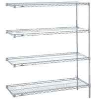 Metro AN416BR Super Erecta Brite Wire Stationary Add-On Shelving Unit - 21" x 24" x 63"