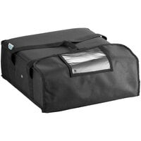 Choice Insulated Pizza Delivery Bag Black Nylon 18" x 18" x 5 1/2" - Holds up to (2) 16" or (1) 18" Pizza Boxes