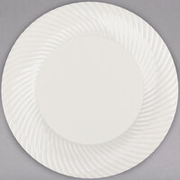 Visions Wave 9 inch Bone / Ivory Plastic Plate - 18/Pack