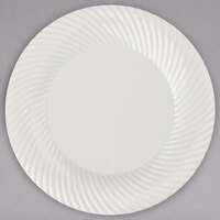 Visions Wave 6 inch Bone / Ivory Plastic Plate - 18/Pack