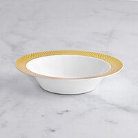 Visions 12 oz. White Bowl with Gold Lattice Design - 15/Pack