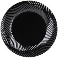 Visions Wave 6 inch Black Plastic Plate - 180/Case
