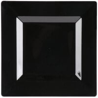 Visions Florence 8" Square Black Plastic Plate - 10/Pack