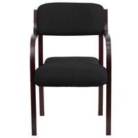 Flash Furniture SD-2052A-MAH-GG Contemporary Black Fabric Wood Side Chair with Mahogany Frame
