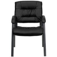 Flash Furniture BT-1404-BKGY-GG Black Leather Executive Side Chair with Titanium Frame Finish