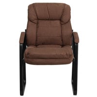 Flash Furniture GO-1156-BN-GG Brown Microfiber Executive Side Chair with Sled Base