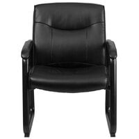 Flash Furniture GO-2136-GG 500 lb. Capacity Big & Tall Black Leather Executive Side Chair with Sled Base