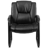 Flash Furniture GO-2138-GG 500 lb. Capacity Big & Tall Black Extra Padded Leather Executive Side Chair with Sled Base - 24 1/2 inch x 23 inch Back