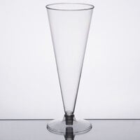 Visions 6 oz. Heavy Weight Clear 2-Piece Plastic Cone Champagne Flute - 10/Pack
