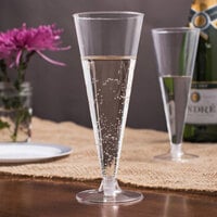 Visions 6 oz. Heavy Weight Clear 2-Piece Plastic Cone Champagne Flute - 120/Case