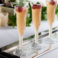 Artunique 100-pack Disposable Plastic Champagne Flutes Glasses Clear with Rose 