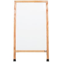 Aarco A-5 42 inch x 24 inch Oak A-Frame Sign Board with White Marker Board