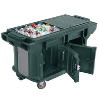 Cambro VBRUTHD5519 Kentucky Green 5' Versa Ultra Work Table with Storage and Heavy-Duty Casters