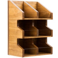 Cal-Mil 2054-99 Madera Rustic Pine 3 Tier, 6 Bin Condiment Display with Clear Bin Face - 11" x 7" x 16"