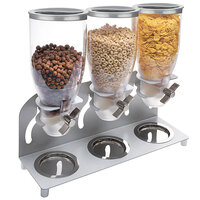 Cal-Mil 3510-3-39 Turn N Serve Platinum 3.5 Liter Triple Canister Cereal Dispenser