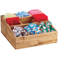 Cal-Mil 1714-99 Madera 9 Compartment Rustic Pine Condiment Organizer - 12 inch x 12 inch x 5 1/2 inch