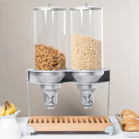 Cal-Mil 3513-2-98 Turn N Serve Beechwood 2 Cylinder Cereal Dispenser - 20 inch x 11 inch x 31 inch