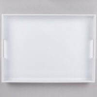Cal-Mil 3475-2-15 21 1/2 inch x 15 1/2 inch x 2 inch White Plastic Room Service Tray with Handles