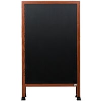 Aarco 1-WA-1B 42" x 24" Cherry Wood-Look A-Frame Sign Board with Black Chalkboard