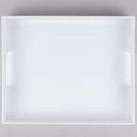 Cal-Mil 3475-1-15 15 inch x 12 inch x 2 3/4 inch White Plastic Room Service Tray with Handles