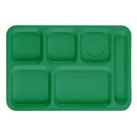 Cambro PS1014437 Penny-Saver 10 inch x 14 1/2 inch Kelly Green 6 Compartment Serving Tray - 24/Case