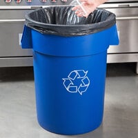 Carlisle 341044REC14 Bronco 44 Gallon Blue Round Recycling Trash Can