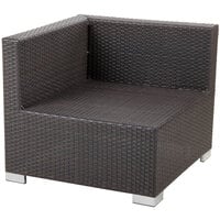BFM Seating PH5101JV-R Aruba Java Wicker Outdoor / Indoor Cushion Armchair with Right Arm Rest