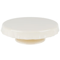 Elite Global Solutions MCP13KT On a Pedestal 12 1/2 inch x 4 inch Antique White Ruffled Edge Melamine Cake Stand