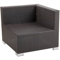 BFM Seating PH5101JV-L Aruba Java Wicker Outdoor / Indoor Cushion Armchair with Left Arm Rest