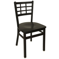 BFM Seating 2163CBLW-SB Marietta Sand Black Metal Side Chair with Black Wood Seat