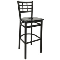 BFM Seating Marietta Sand Black Metal Bar Height Chair with Black Wood Seat