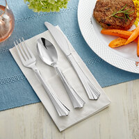Visions Silver Heavy Weight Plastic Cutlery Set with White Pocket Fold Napkin - 50/Case