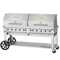 Crown Verity RCB-72RDP-SI 72" Pro Series Outdoor Rental Grill with Single Gas Connection and Roll Dome Package