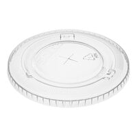 Solo 600TS 9-10 oz. Clear Flat PET Plastic Lid with Straw Slot - 2,500/Case
